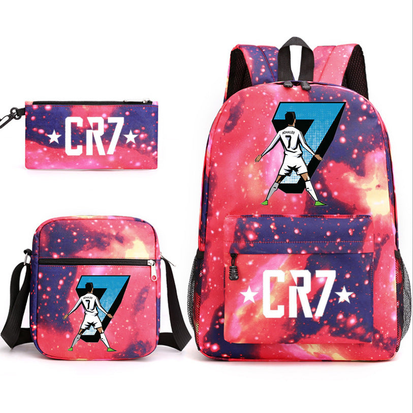 2026 New CR7 Soccer Youth Student Backpack 3-Piece Set