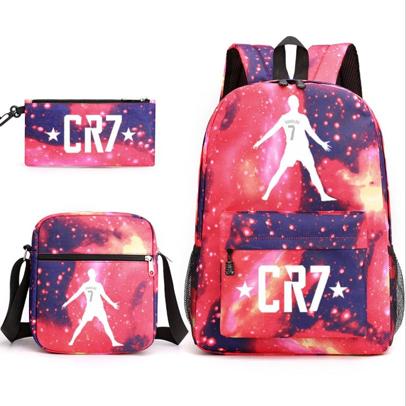 2026 New CR7 Soccer Youth Student Backpack 3-Piece Set