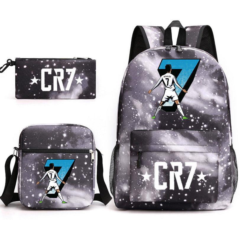2026 New CR7 Soccer Youth Student Backpack 3-Piece Set