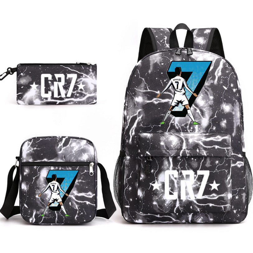 2026 New CR7 Soccer Youth Student Backpack 3-Piece Set