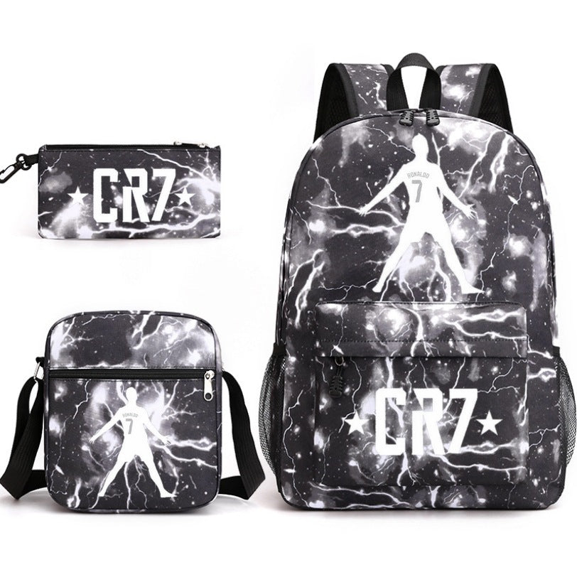 2026 New CR7 Soccer Youth Student Backpack 3-Piece Set