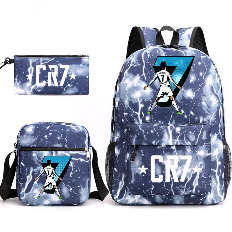 2026 New CR7 Soccer Youth Student Backpack 3-Piece Set