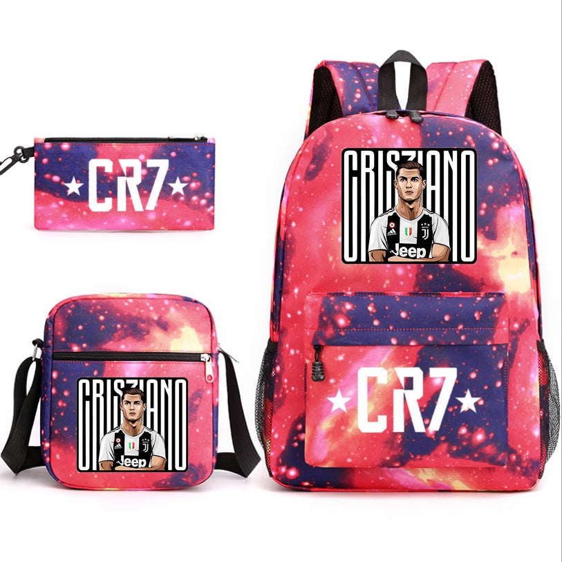 2026 New CR7 Soccer Youth Student Backpack 3-Piece Set