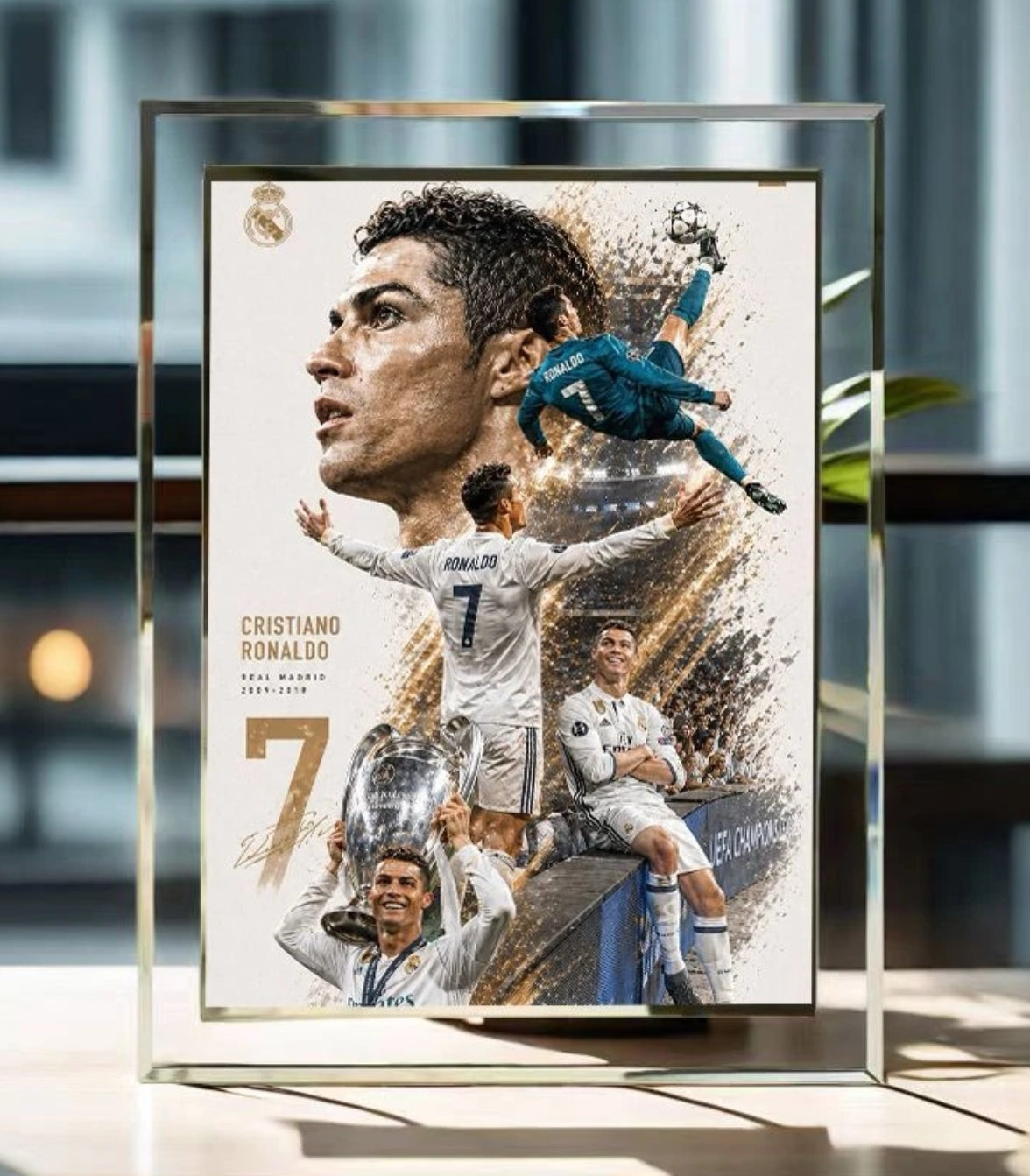 Cristiano Ronaldo Career Glass Table Ornament Gift