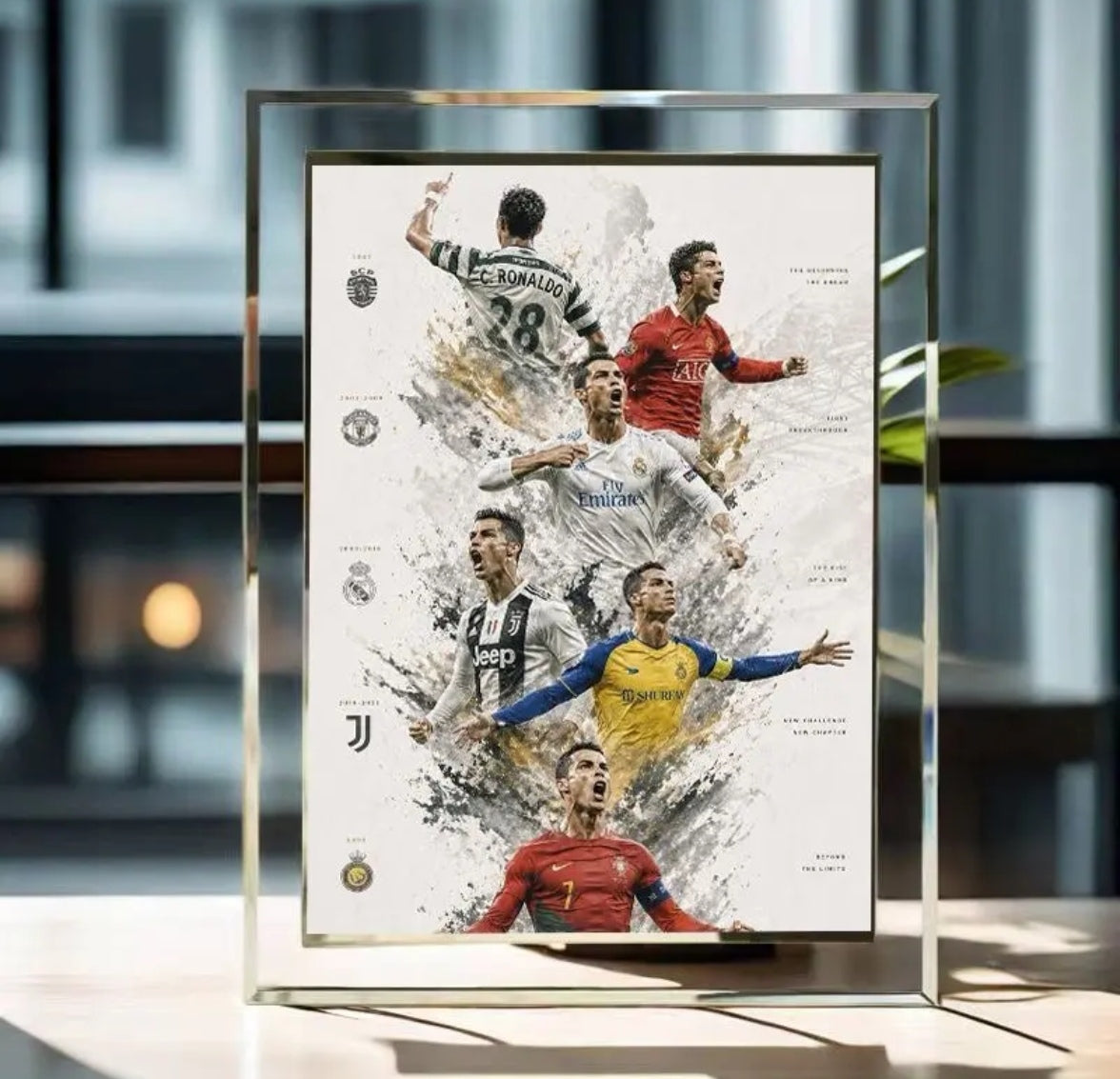 Cristiano Ronaldo Career Glass Table Ornament Gift