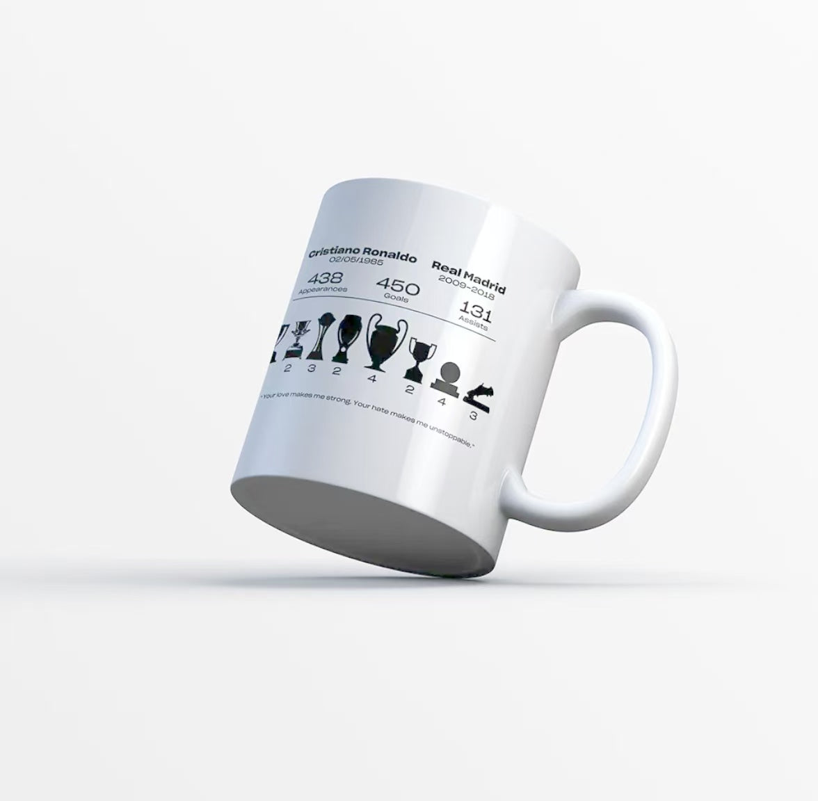 Ceramic Mug Commemorating Cristiano Ronaldo's Honors During His Real Madrid Career—Souvenir Gift