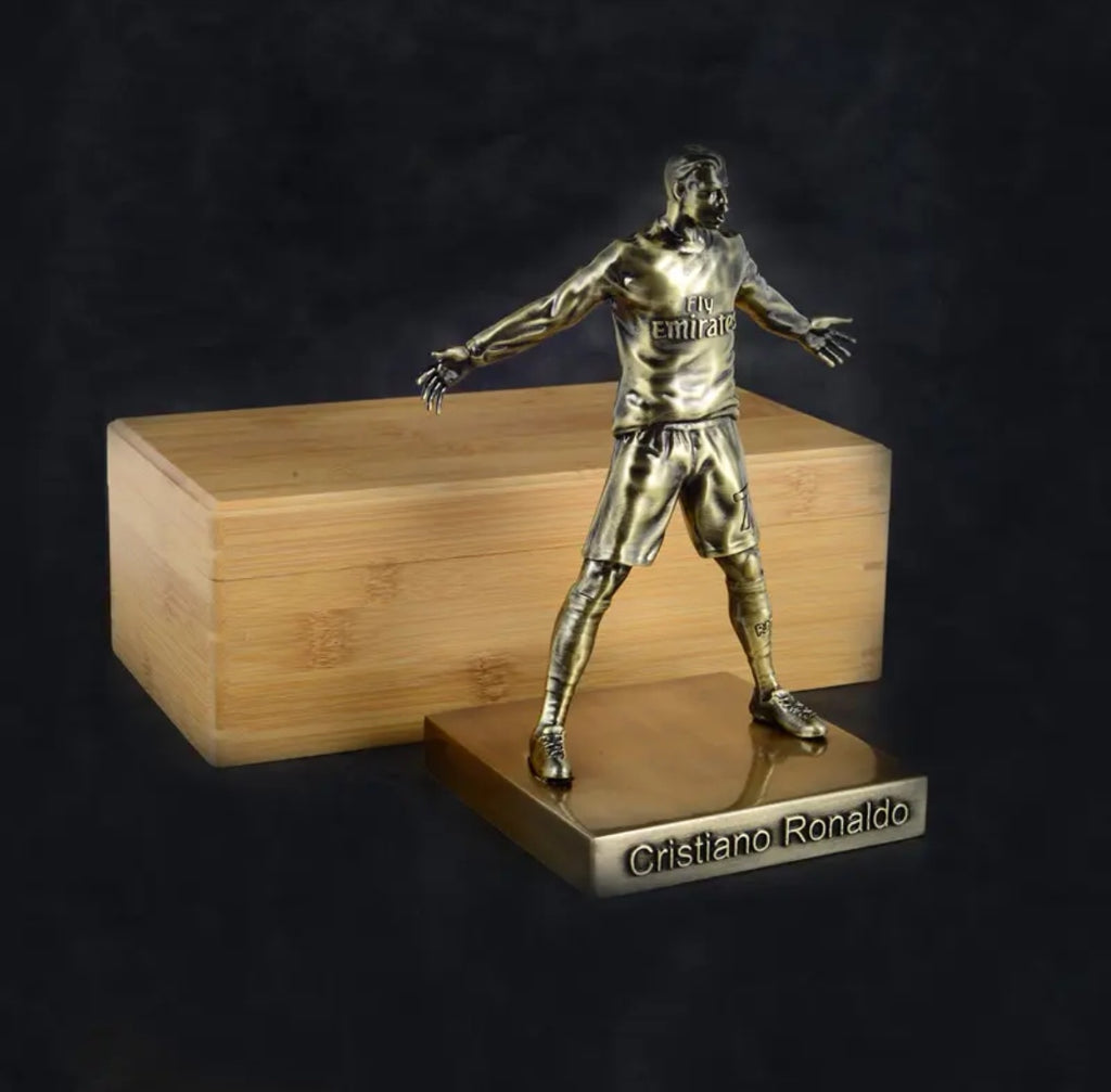 Portugal National Team Cristiano Ronaldo Goal Celebration Pose Bronze Statue Figurine—Decorative Gift