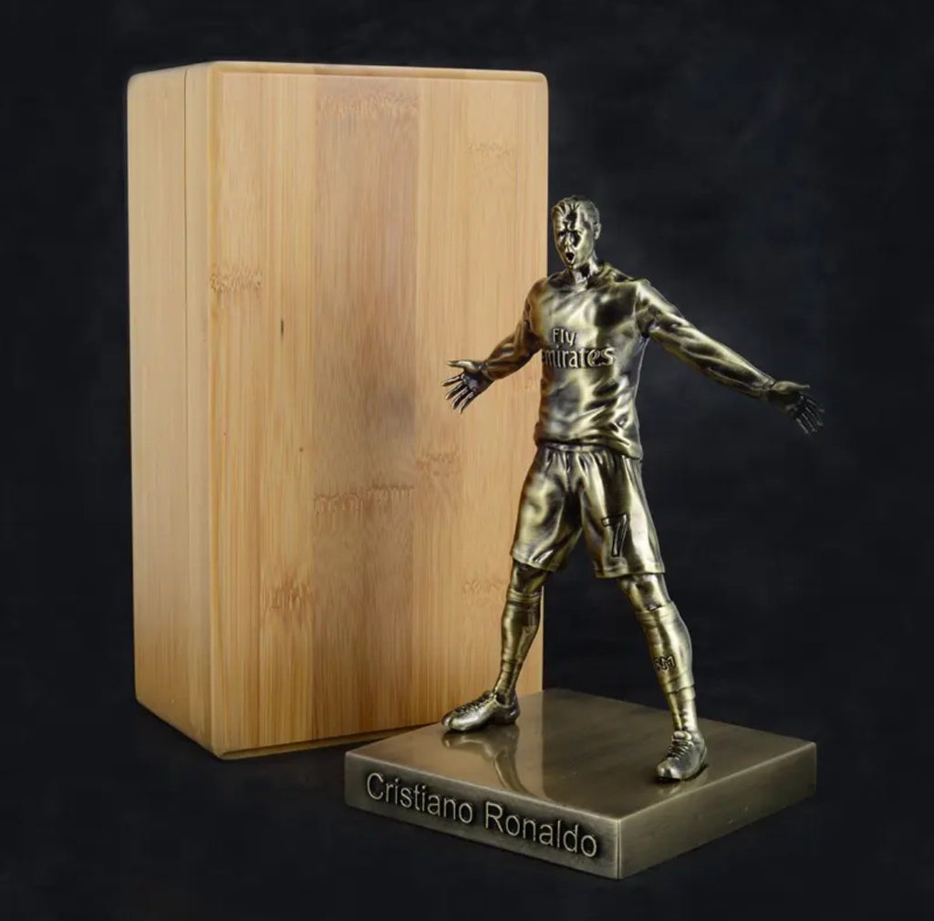Portugal National Team Cristiano Ronaldo Goal Celebration Pose Bronze Statue Figurine—Decorative Gift