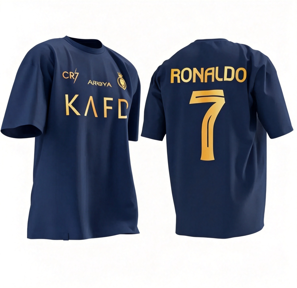 Riyadh Cristiano Ronaldo No. 7 Short-Sleeve T-Shirt with Gold Foil Embellishment
