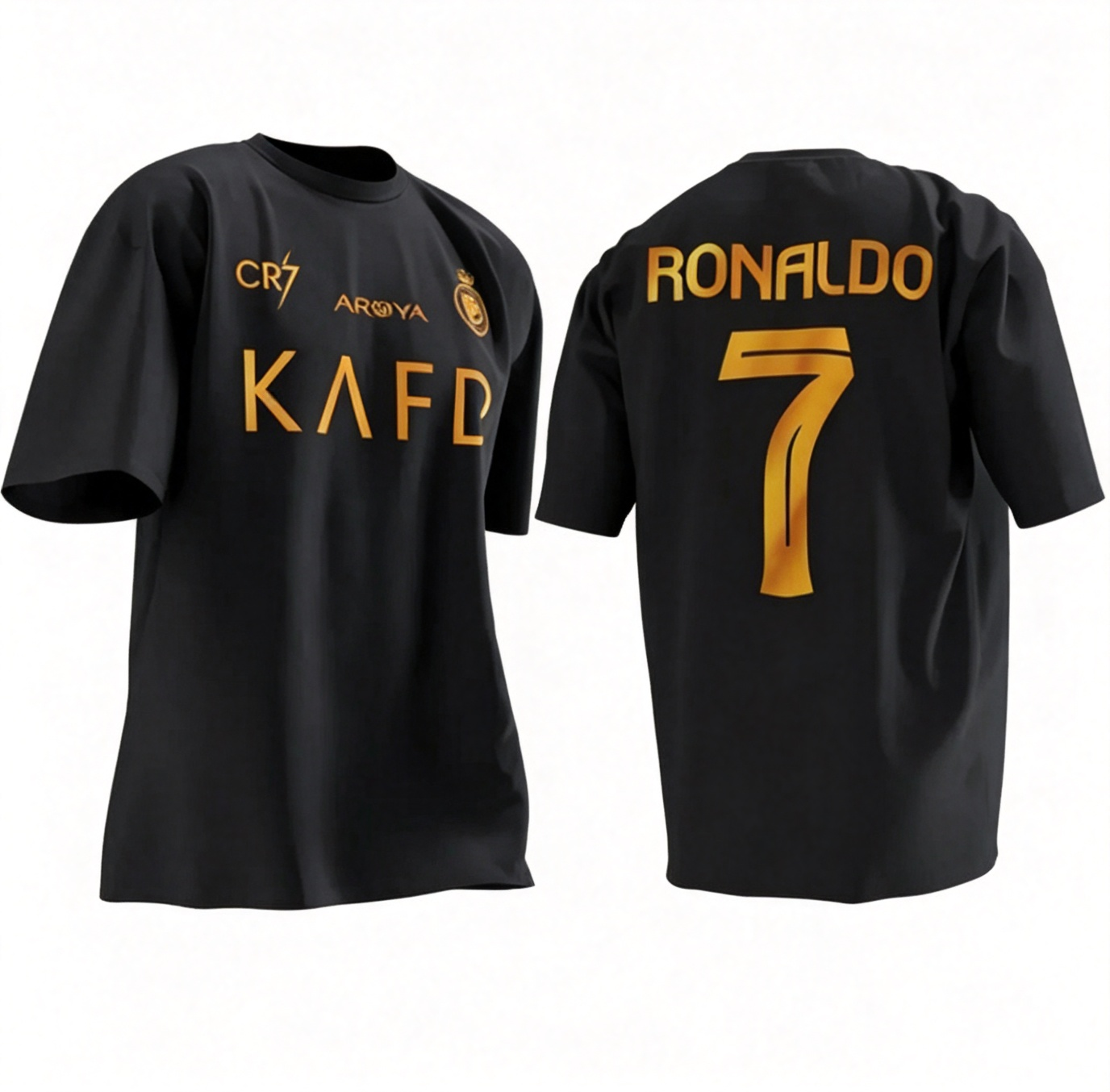 Riyadh Cristiano Ronaldo No. 7 Short-Sleeve T-Shirt with Gold Foil Embellishment