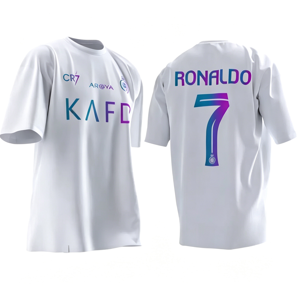Riyadh Cristiano Ronaldo No. 7 Short-Sleeve T-Shirt with Gold Foil Embellishment
