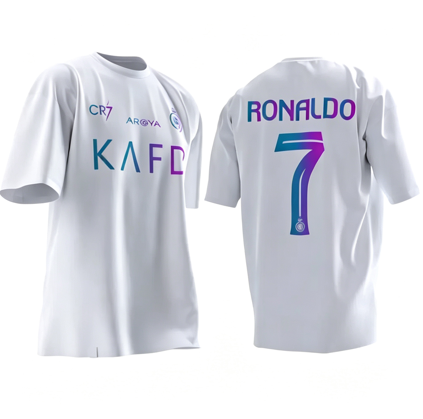 Riyadh Cristiano Ronaldo No. 7 Short-Sleeve T-Shirt with Gold Foil Embellishment
