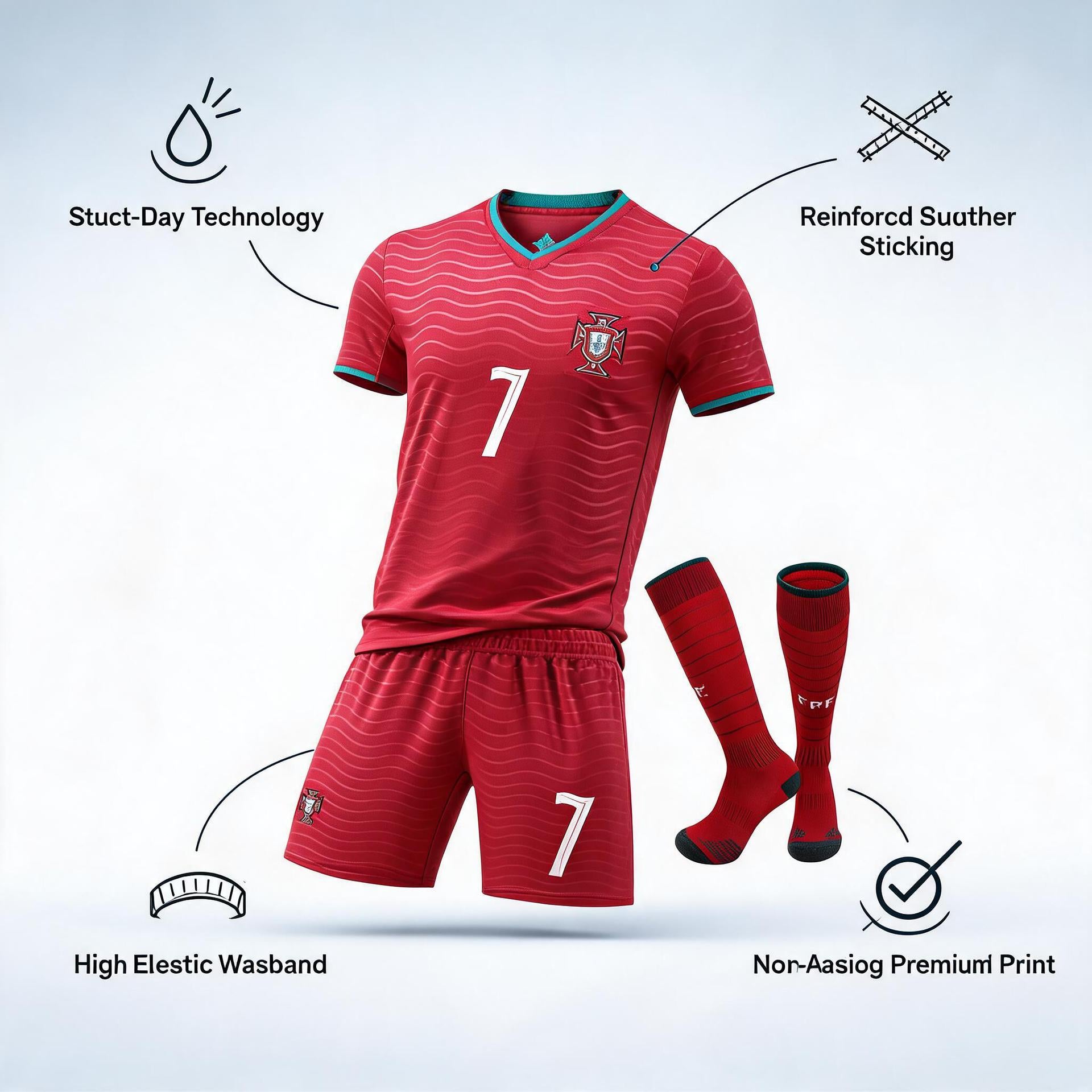 2627 World Cup Cristiano Ronaldo Portugal No. 7 Jersey Set