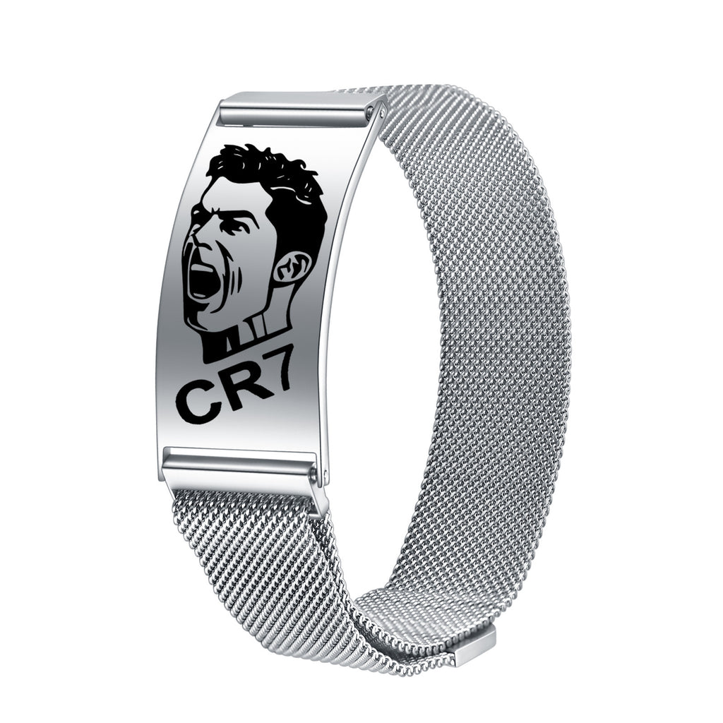 CR7 Fan Commemorative Bracelet: Stainless Steel Magnetic Adjustable Strap Bracelet