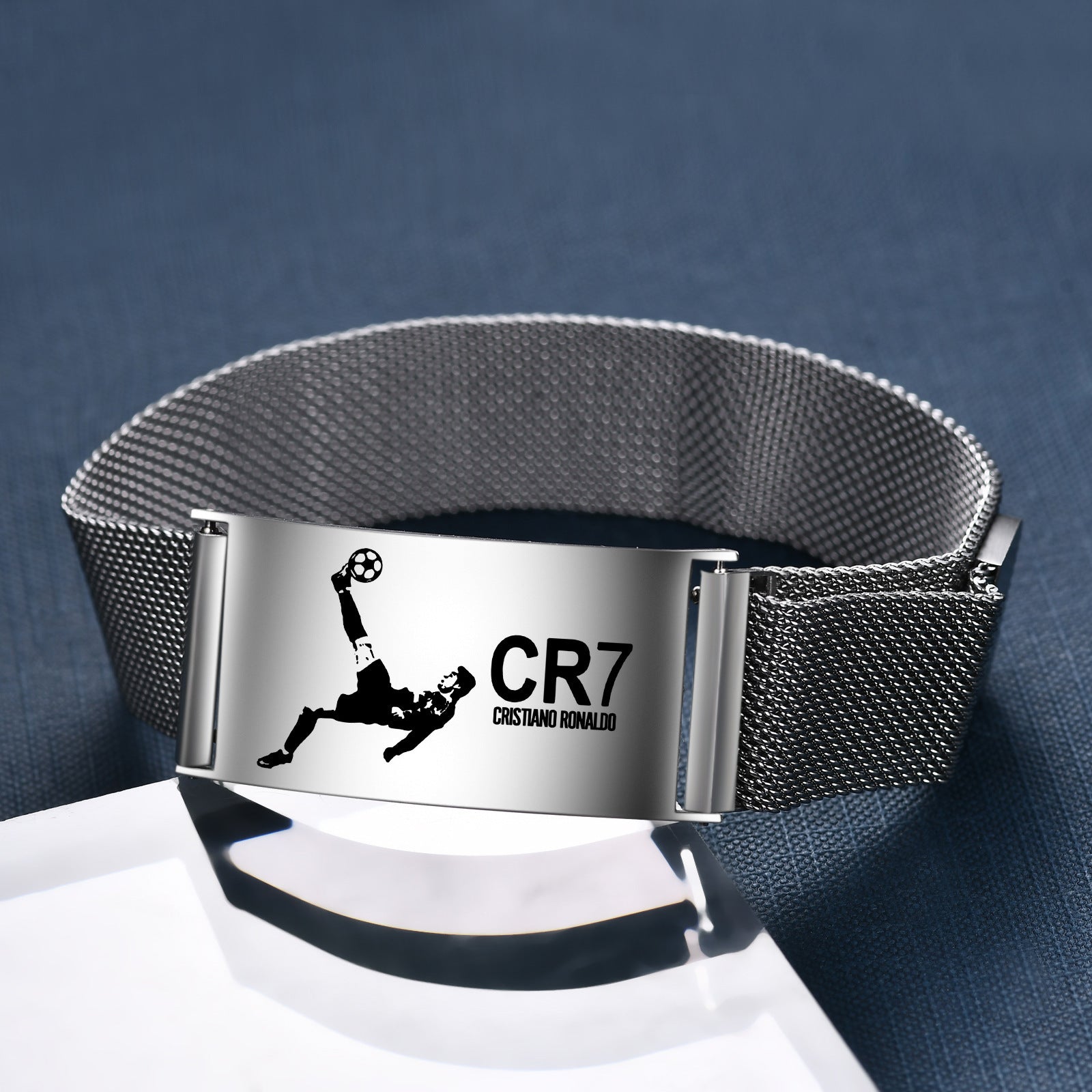CR7 Fan Commemorative Bracelet: Stainless Steel Magnetic Adjustable Strap Bracelet