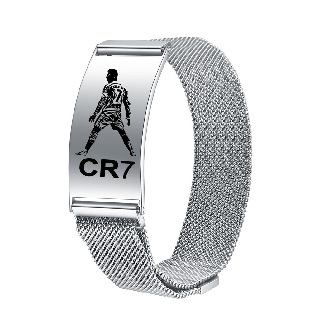 CR7 Fan Commemorative Bracelet: Stainless Steel Magnetic Adjustable Strap Bracelet