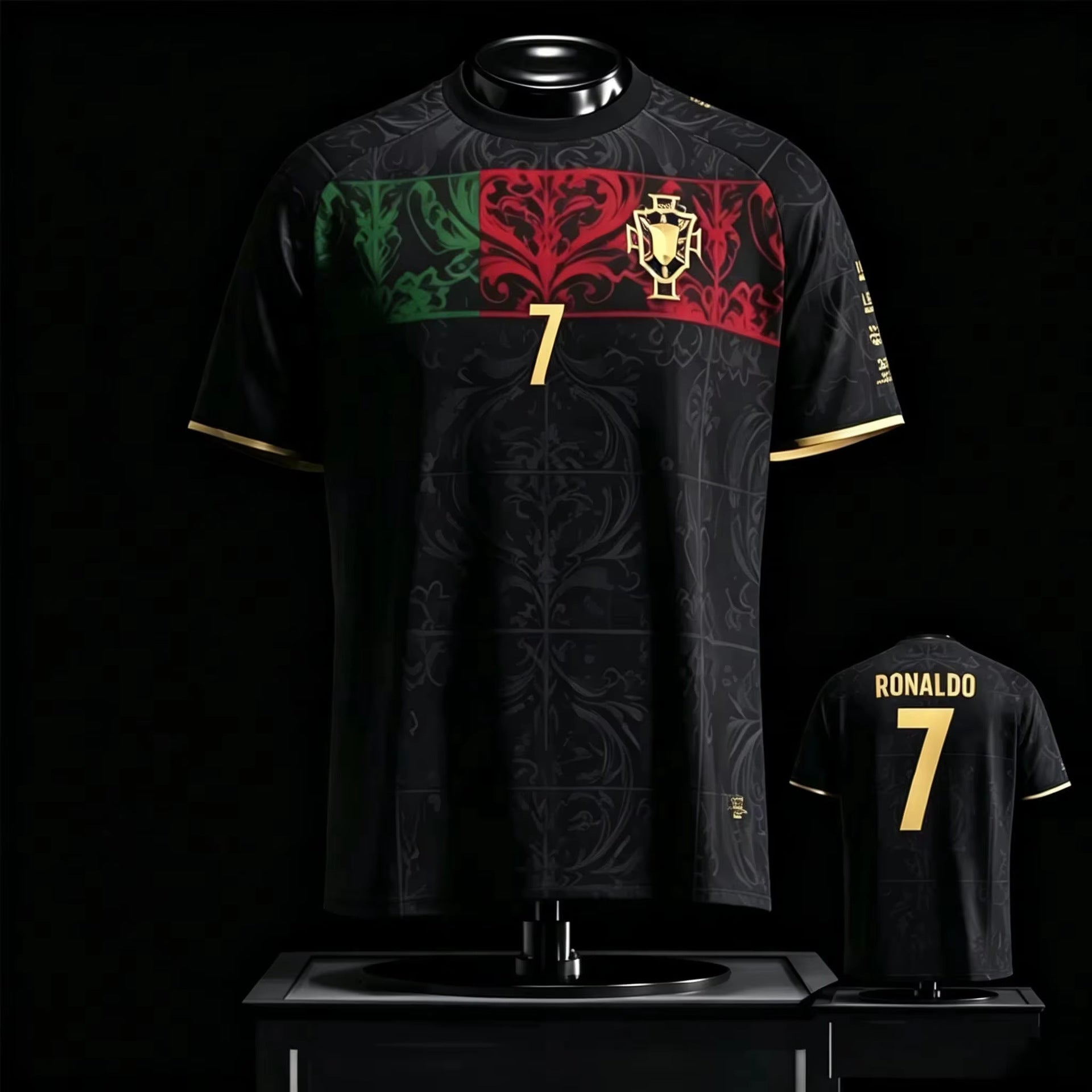 Cristiano Ronaldo Commemorative Black and Gold Jersey