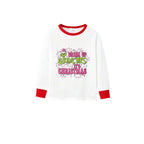 Family Christmas White Pajamas Set With Classic Christmas Print