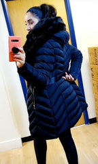 Lorna Black Faux Fur Hooded Belt Coat