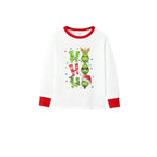 Family Christmas White Pajamas Set With "HO HO HO" & Cute Christmas Character Print