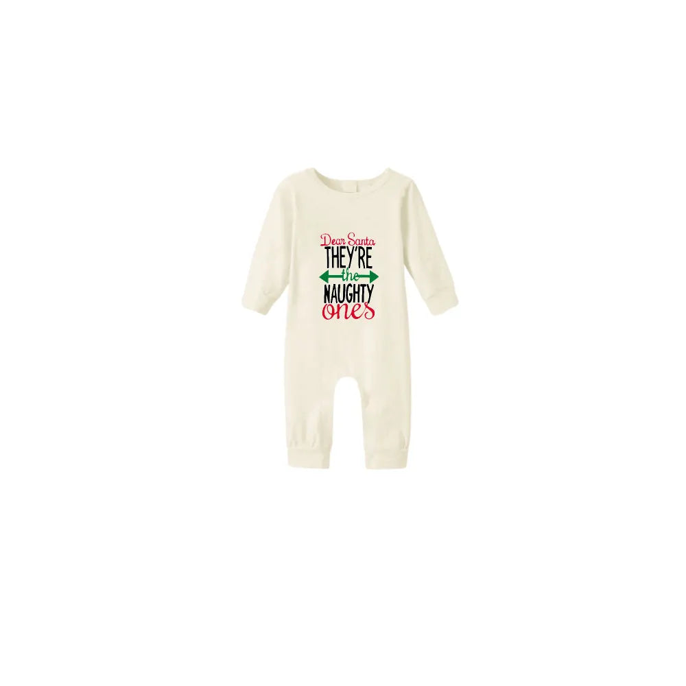 Beige Christmas Pattern Print Christmas Pajamas Set With Christmas Slogan Print