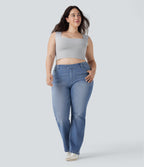 Plus Size FlexTM High Waisted Washed Casual Bootcut Jeans with Pockets