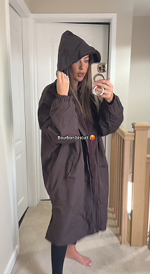 Drying Robe Water Resistant Wind Resistant Changing Soft Sherpa Fleece Lined Oversized Hooded Long Sleeve Coat Jacket