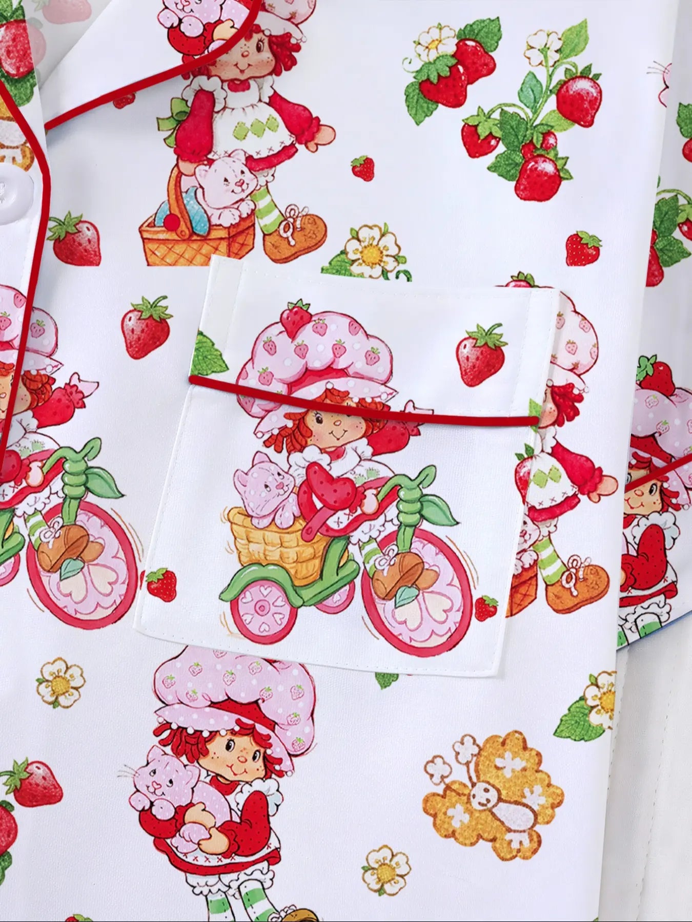 Women's Strawberry Cartoon Print Sleepwear Loungewear Set