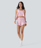 Scoop Neck High Low Leopard Print Lounge Tank Top