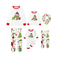 Family Christmas White Pajamas Set With Colorful Pattern Print