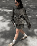 Alzea – Cropped Trench Coat with Belt