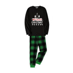 Christmas Family Matching Pajamas-Black Top and Green Plaid Pants Pjs Set with "Merry Christmas 2025" Print