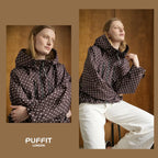 Short Oversized Rain Jacket With Bubble Hem,Loose Fit
