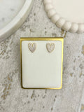 Diamante Disk Style Heart Earrings (2 Colours)