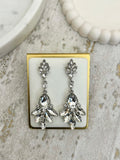 Silver Diamante Fan Droplet Earrings
