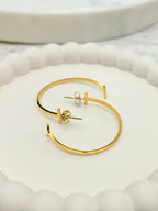 Gold T-Bar Hoop Earrings