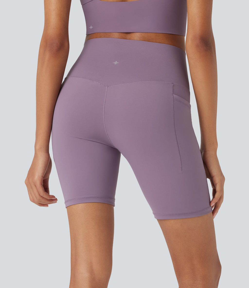 UltraSculptTM Cool Quick Dry SoCinched High Waisted Tummy Control Hiking Biker Shorts 7'' with Pockets-UPF 50+