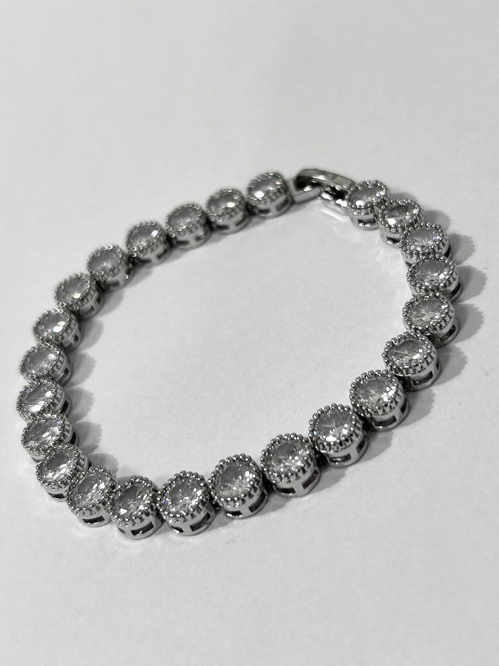Silver Large Diamantè Circle Tennis Bracelet