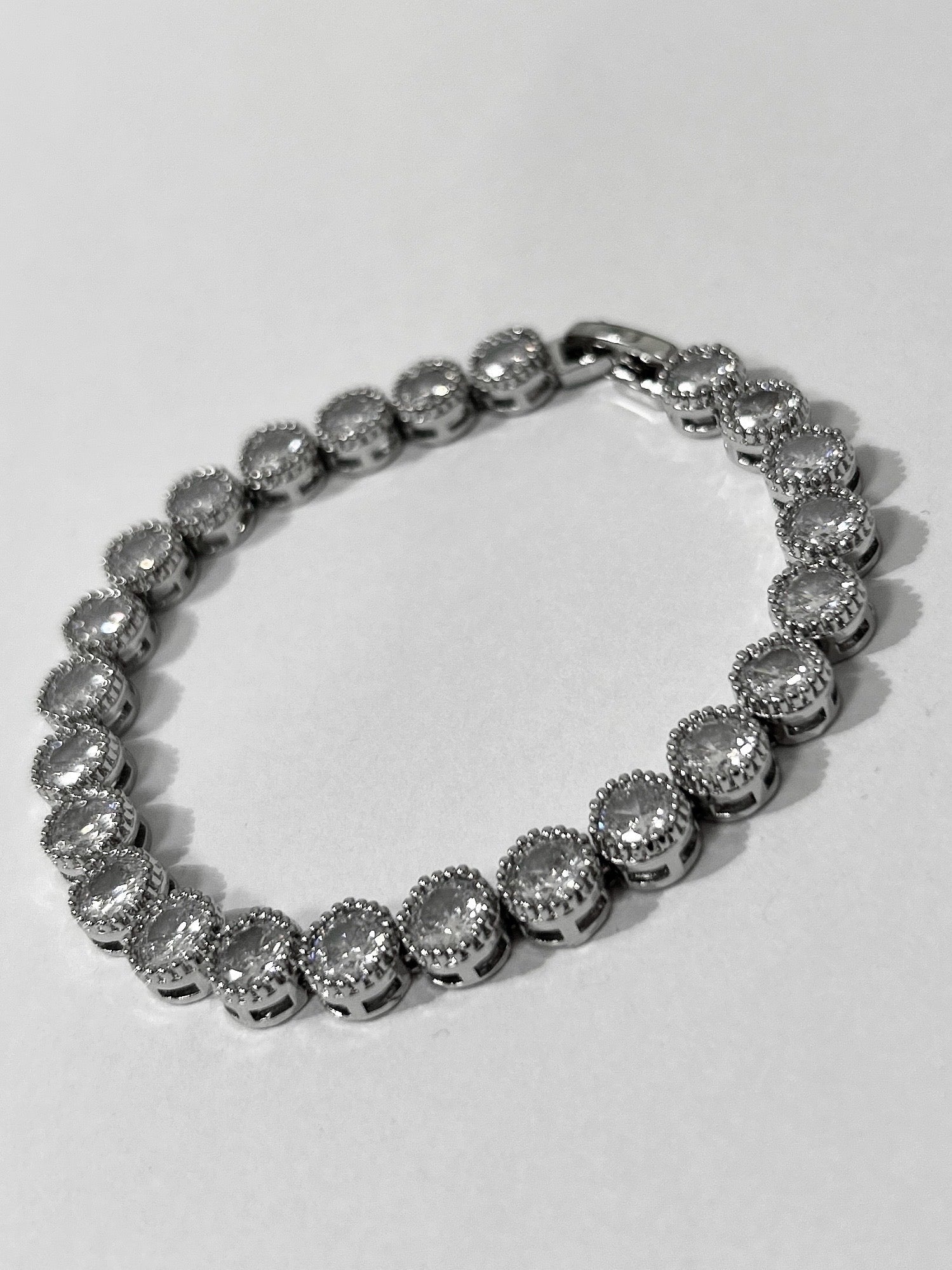 Silver Large Diamantè Circle Tennis Bracelet