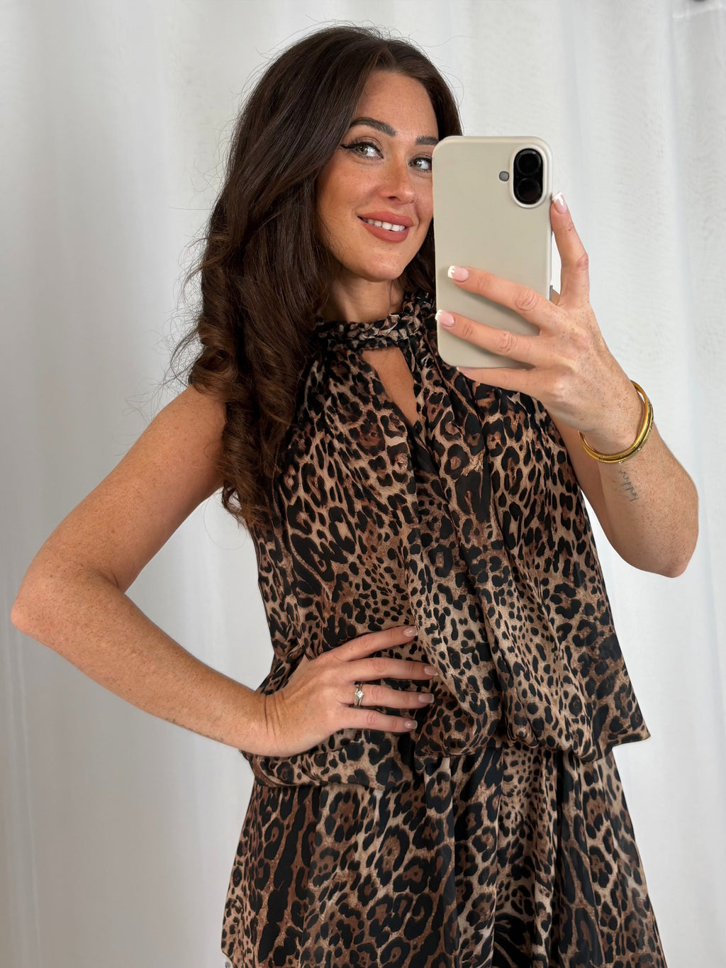 Leopard Print Rope Style Neck Playsuit
