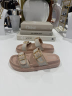Double Buckle Contrast Woven Sandals (3 Colours)