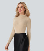 Sheer Mesh Mock-neck Snap Casual Bodysuit