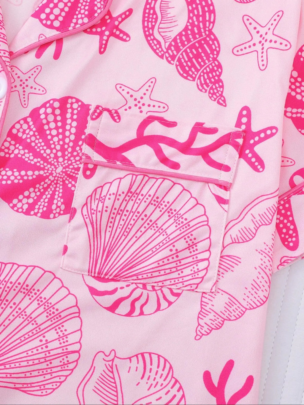 Women's All Over Shell Print Short Sleeve Pajama Two-piece Set