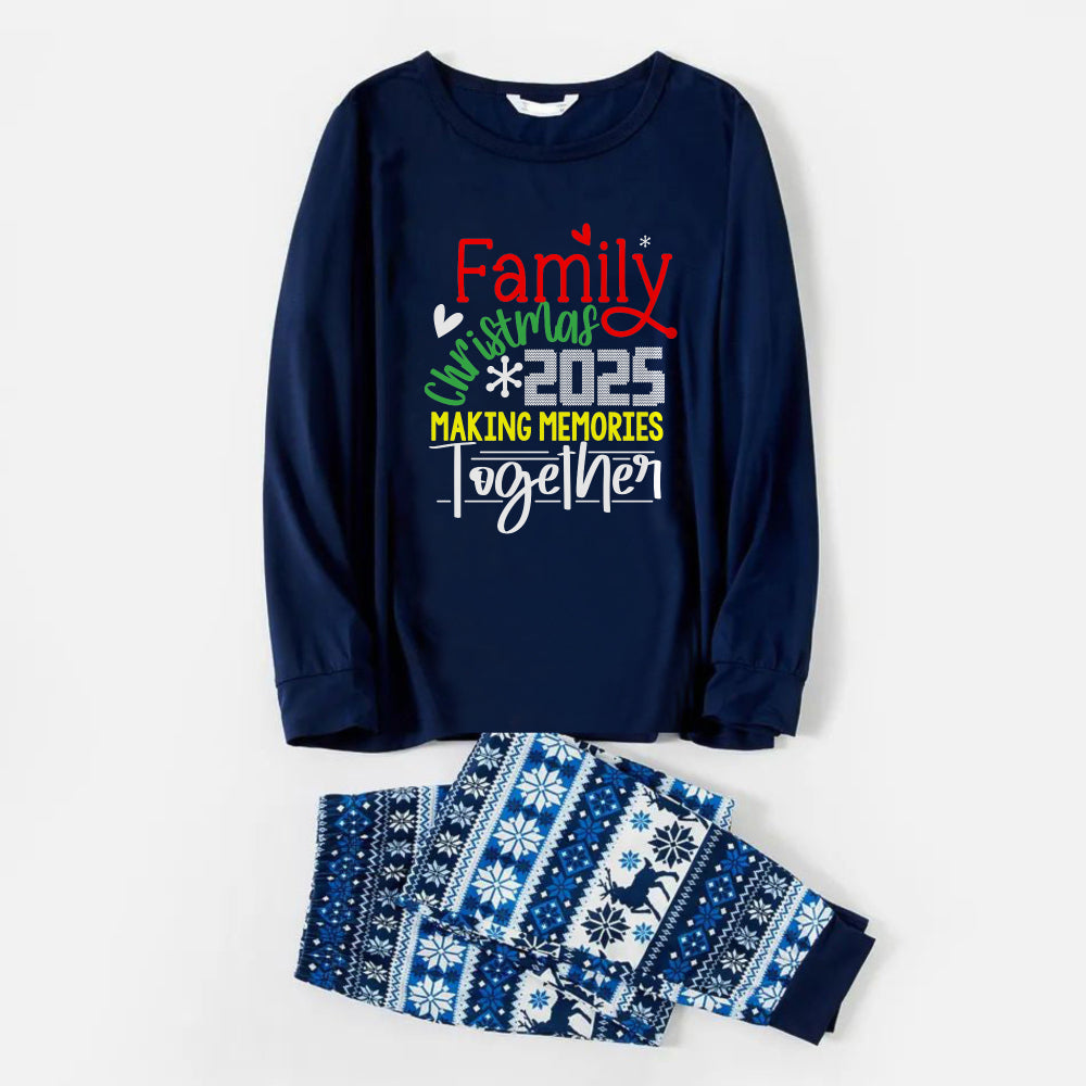 Joyful Blue Christmas Pajamas Set Featuring Christmas Cheer Text Prints