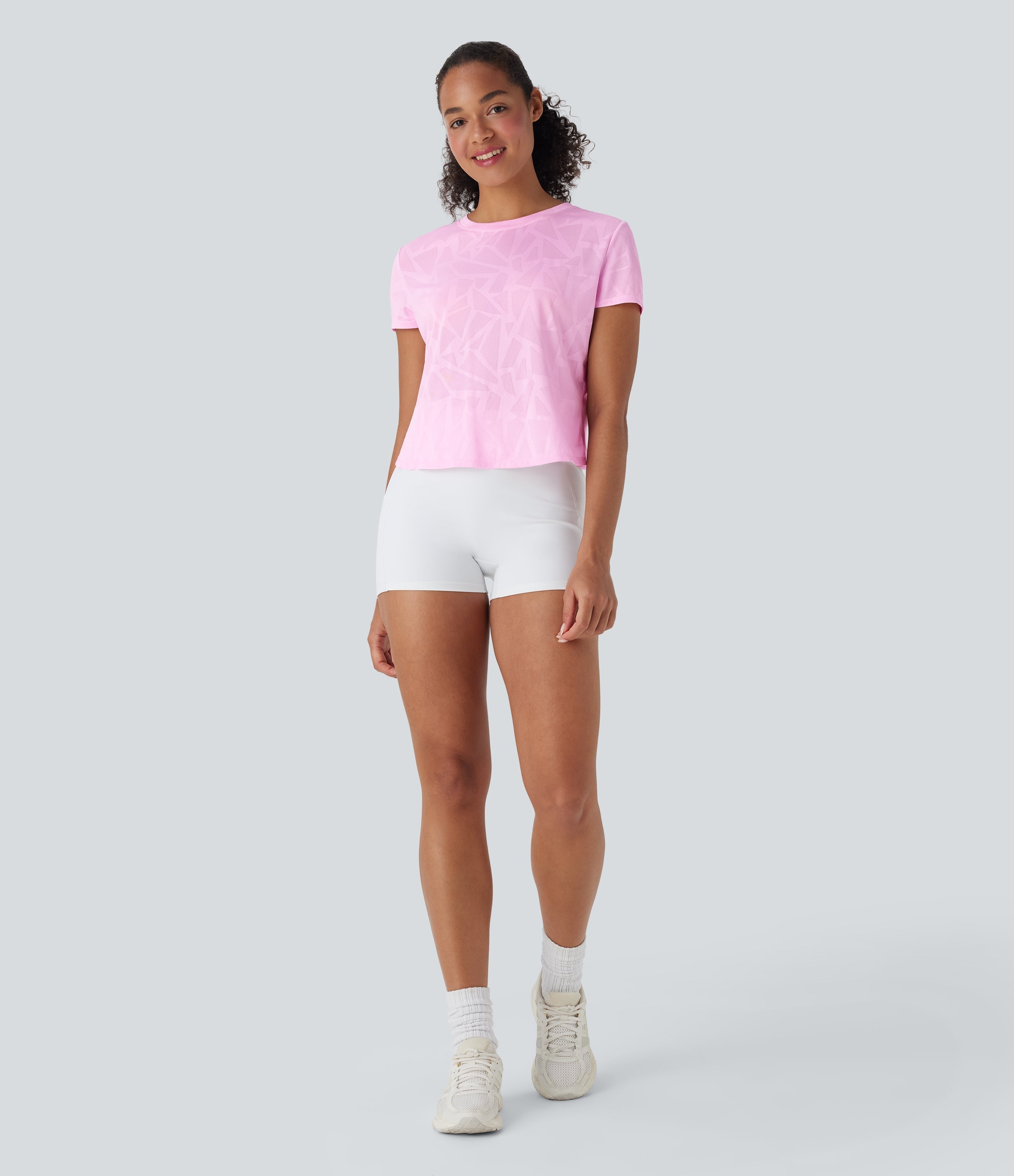 Seamless Flow Jacquard Crossover Hem Yoga Sports Top
