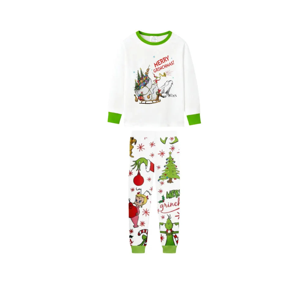 Holiday Family Christmas Pajamas Set With Cute Christmas Character Pattern Print