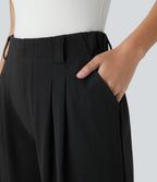 FlexTM High Waisted Side Pocket Wide Leg Waffle Work Pants