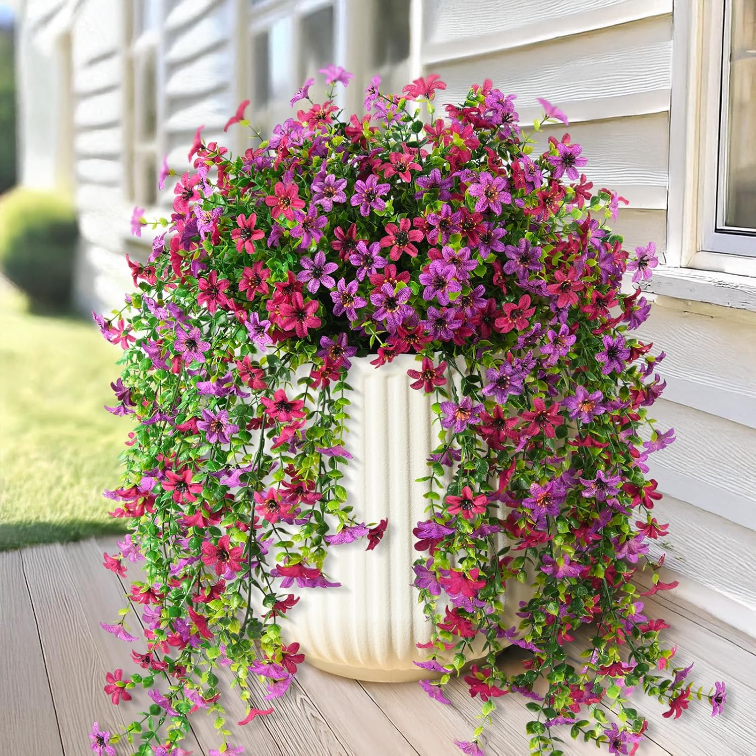 Outdoor Cascading Daisy & Eucalyptus Florals – UV Resistant (Set of 2)