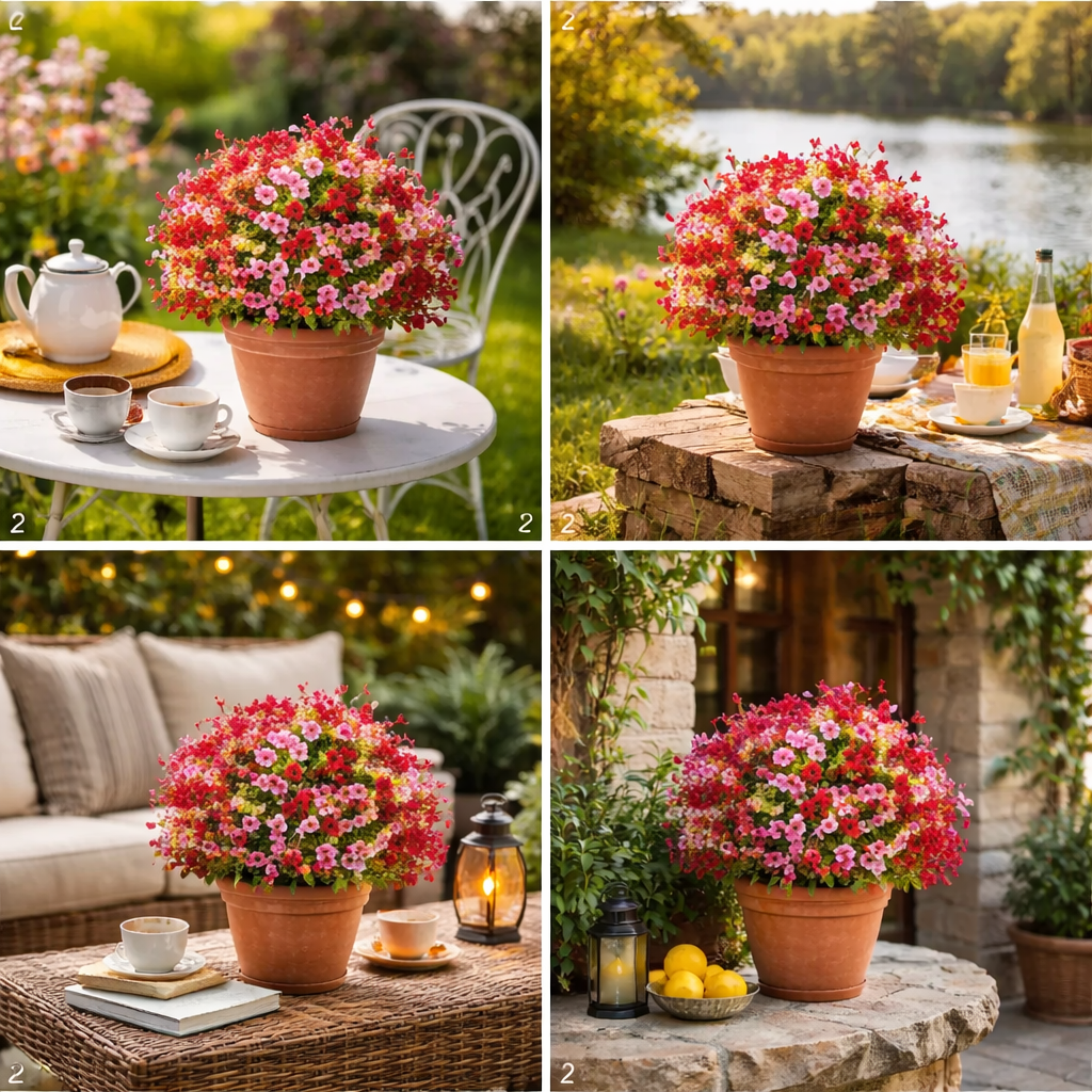 Outdoor Artificial flowers garden stakes – Waterproof,Windproof,UV Resistant Outdoor Faux Floral Decor