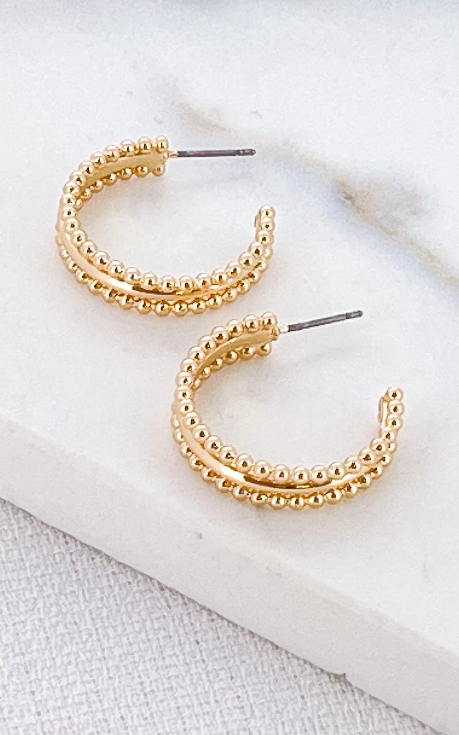 Gold Beaded Hoop Earrings
